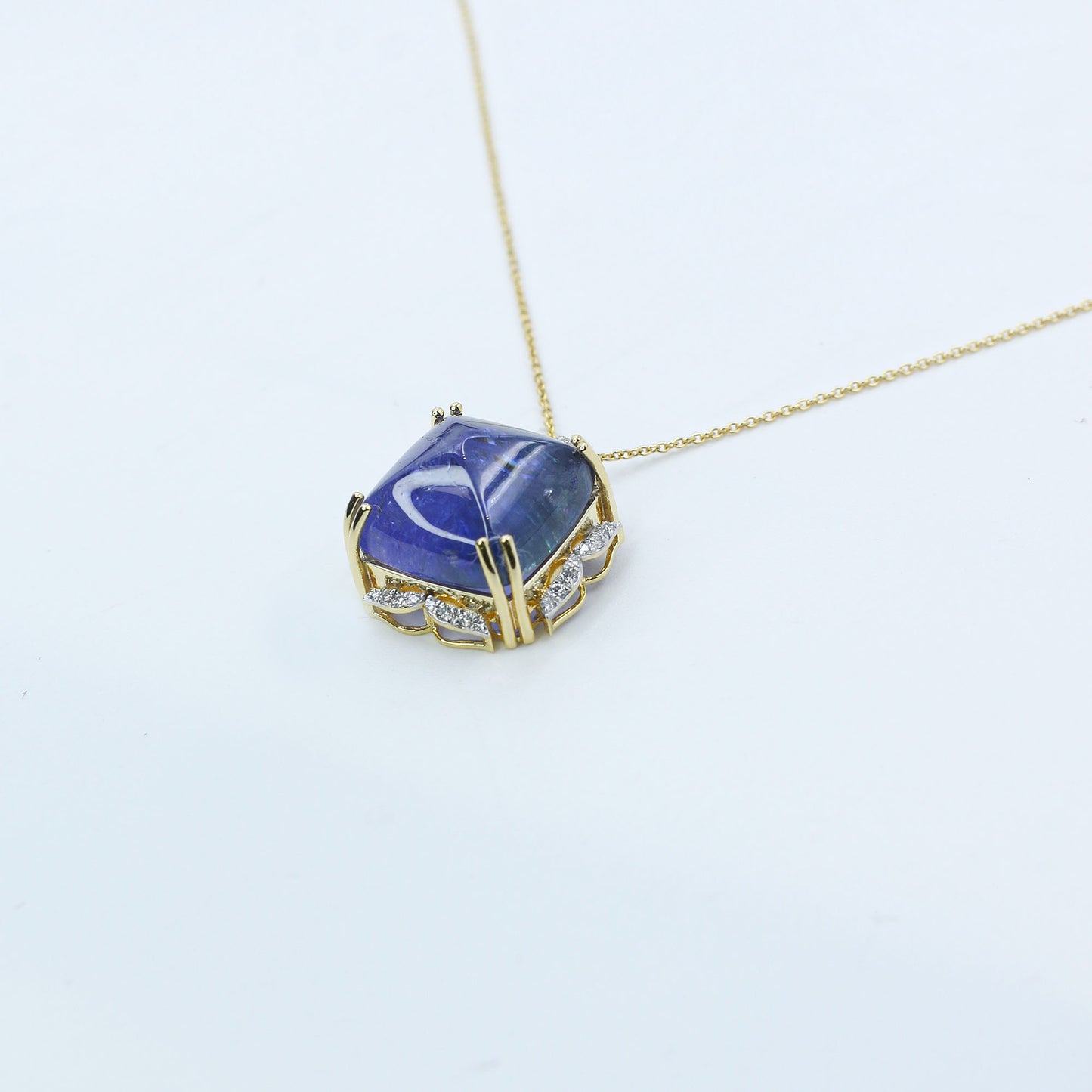 Yellow Gold Tanzanite and Diamond Statement Pendant