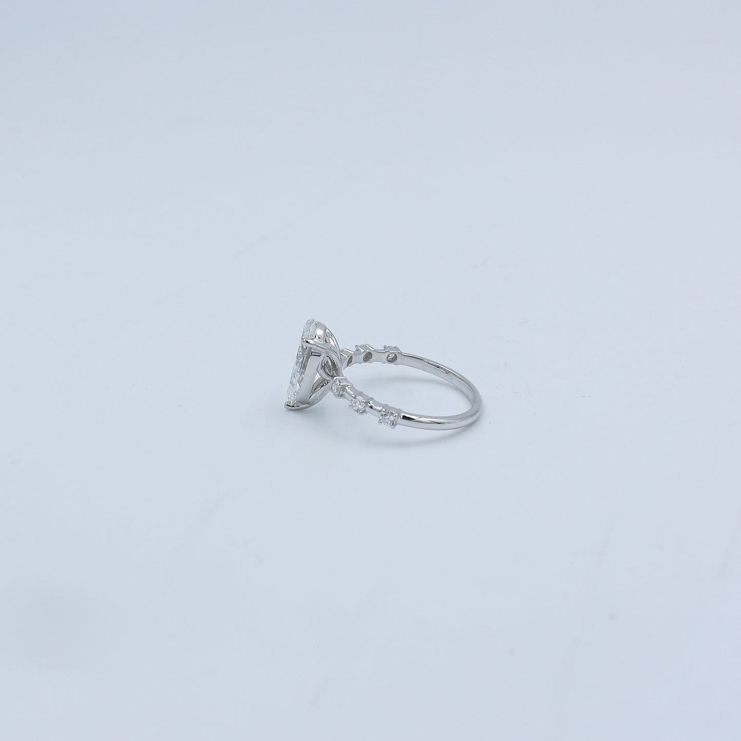 White Gold Marquise Solitaire CVD Diamond Ring