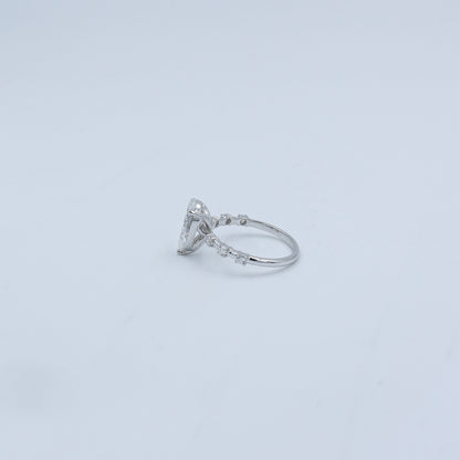 White Gold Marquise Solitaire CVD Diamond Ring