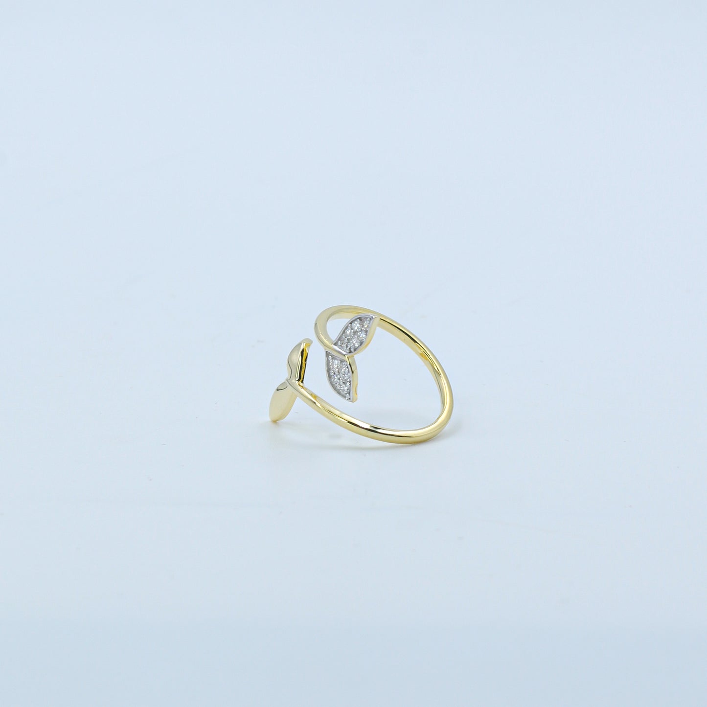 Yellow Gold Mermaid Tail Diamond Bypass Ring