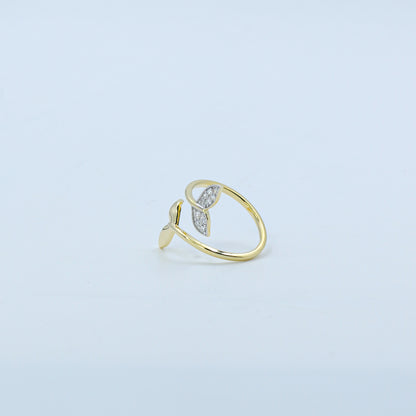 Yellow Gold Mermaid Tail Diamond Bypass Ring