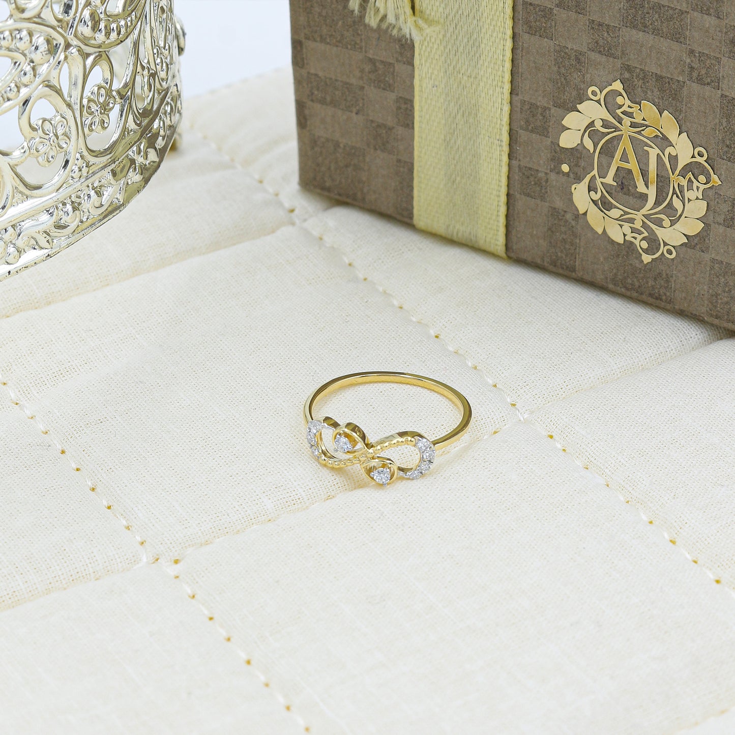 Yellow Gold Infinity Knot Diamond Ring