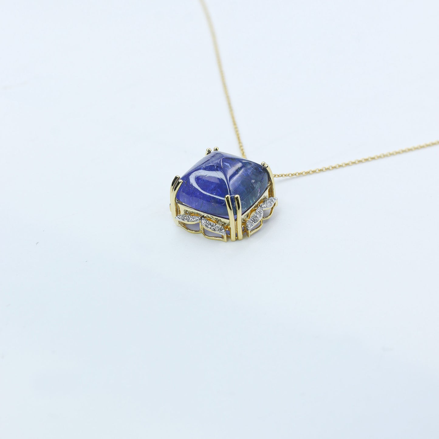 Yellow Gold Tanzanite and Diamond Statement Pendant