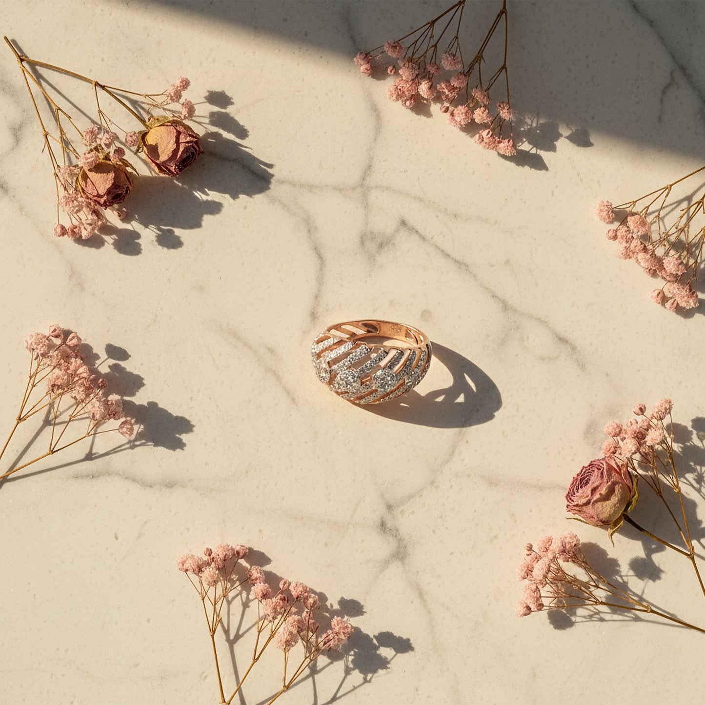 Diamond Entwined Lattice Statement Ring