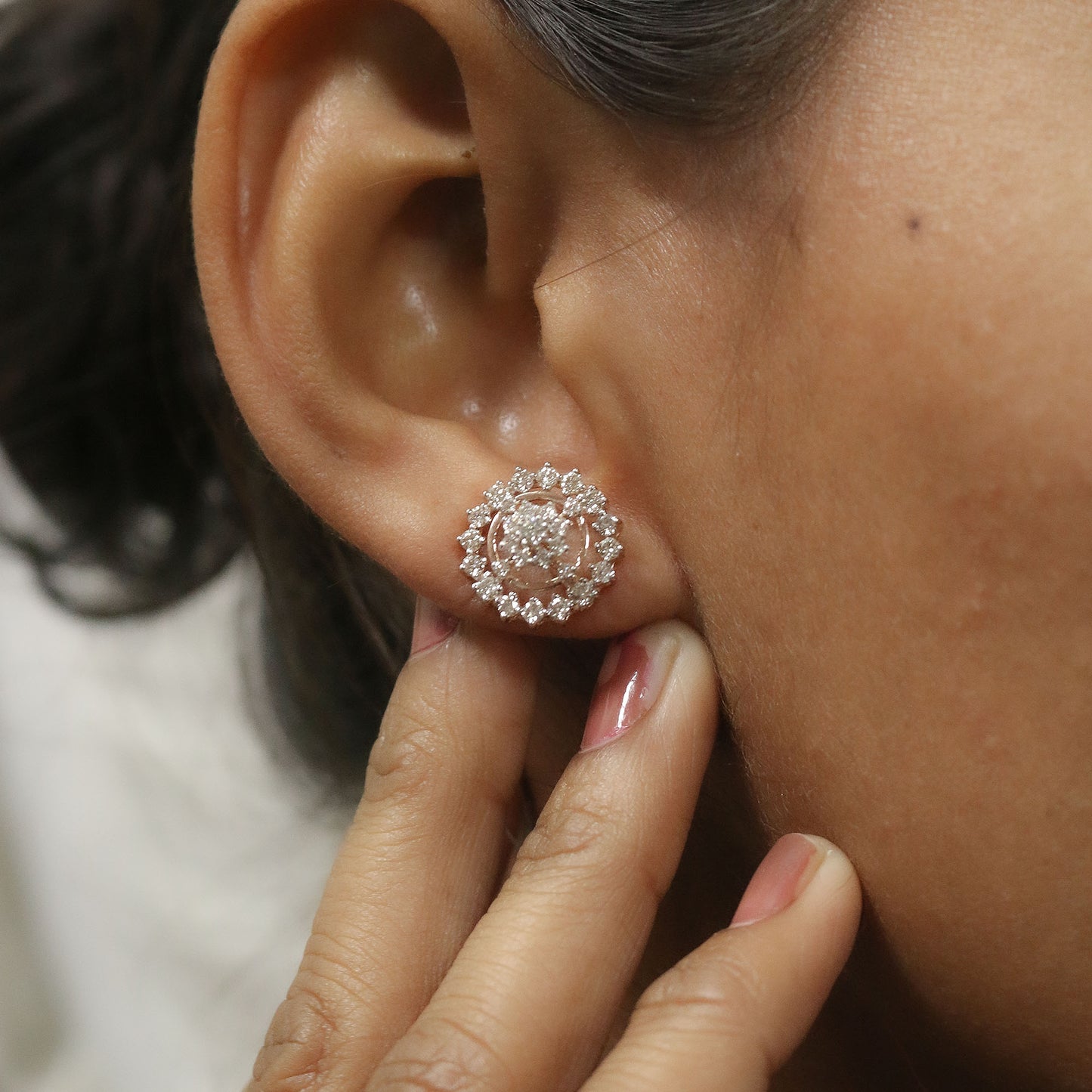 Diamond Radiance Sunburst Stud Earrings