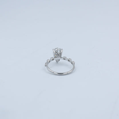 White Gold Marquise Solitaire CVD Diamond Ring