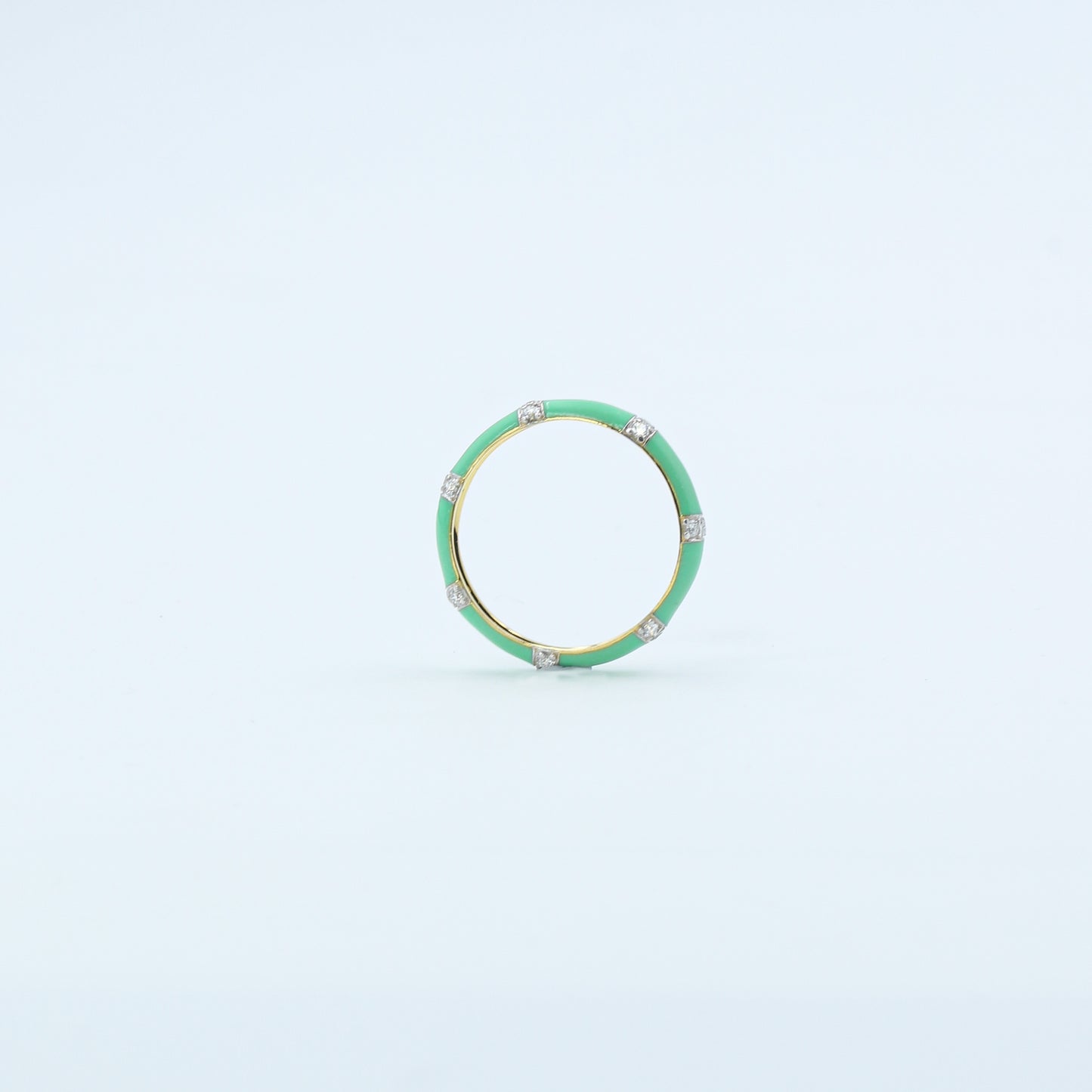 Yellow Gold & Green Enamel Lab-Grown Diamond Eternity Band