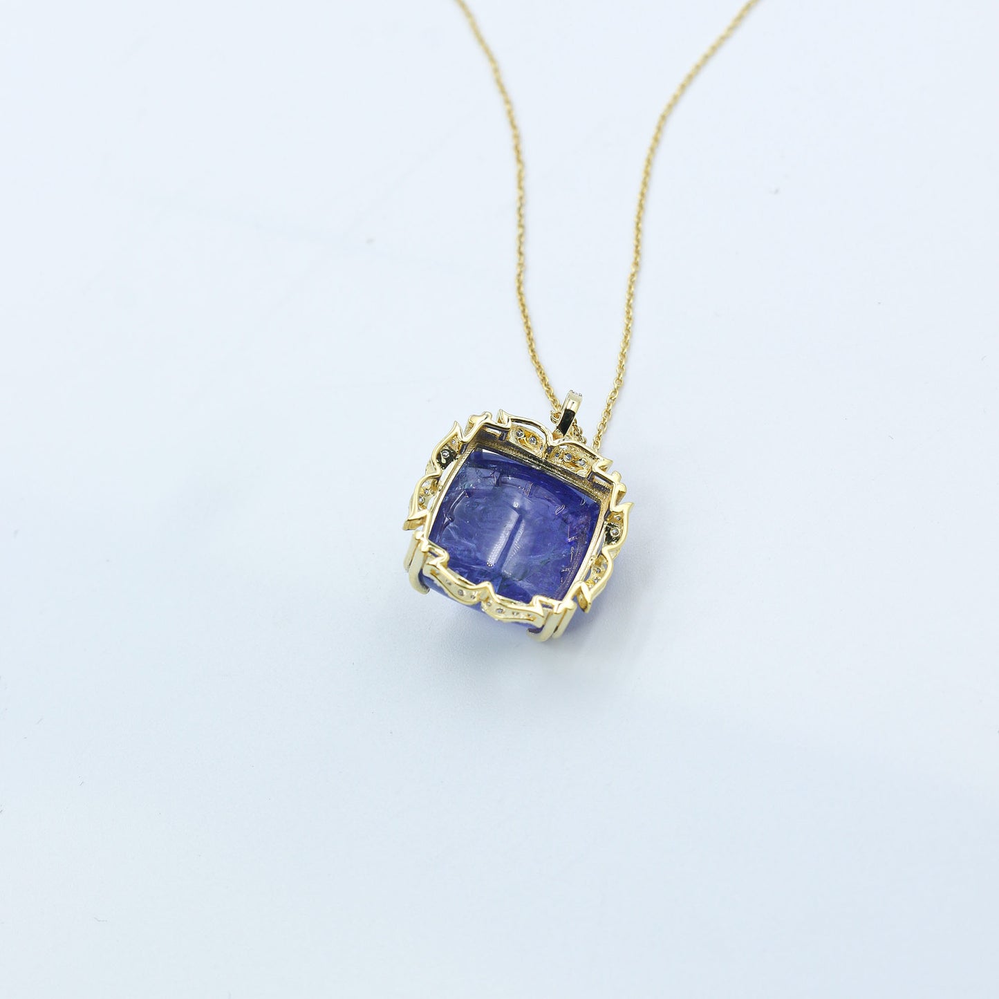 Yellow Gold Tanzanite and Diamond Statement Pendant