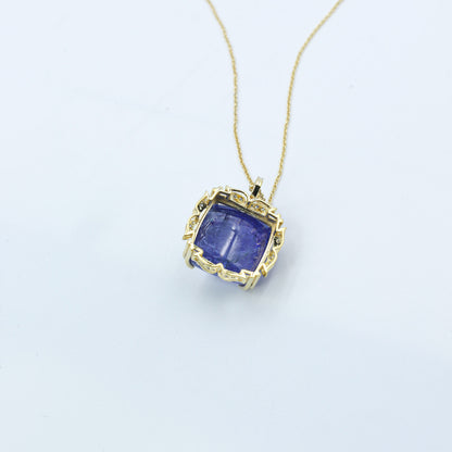 Yellow Gold Tanzanite and Diamond Statement Pendant