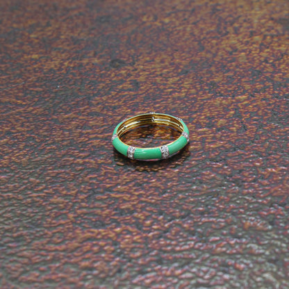 Yellow Gold & Green Enamel Lab-Grown Diamond Eternity Band