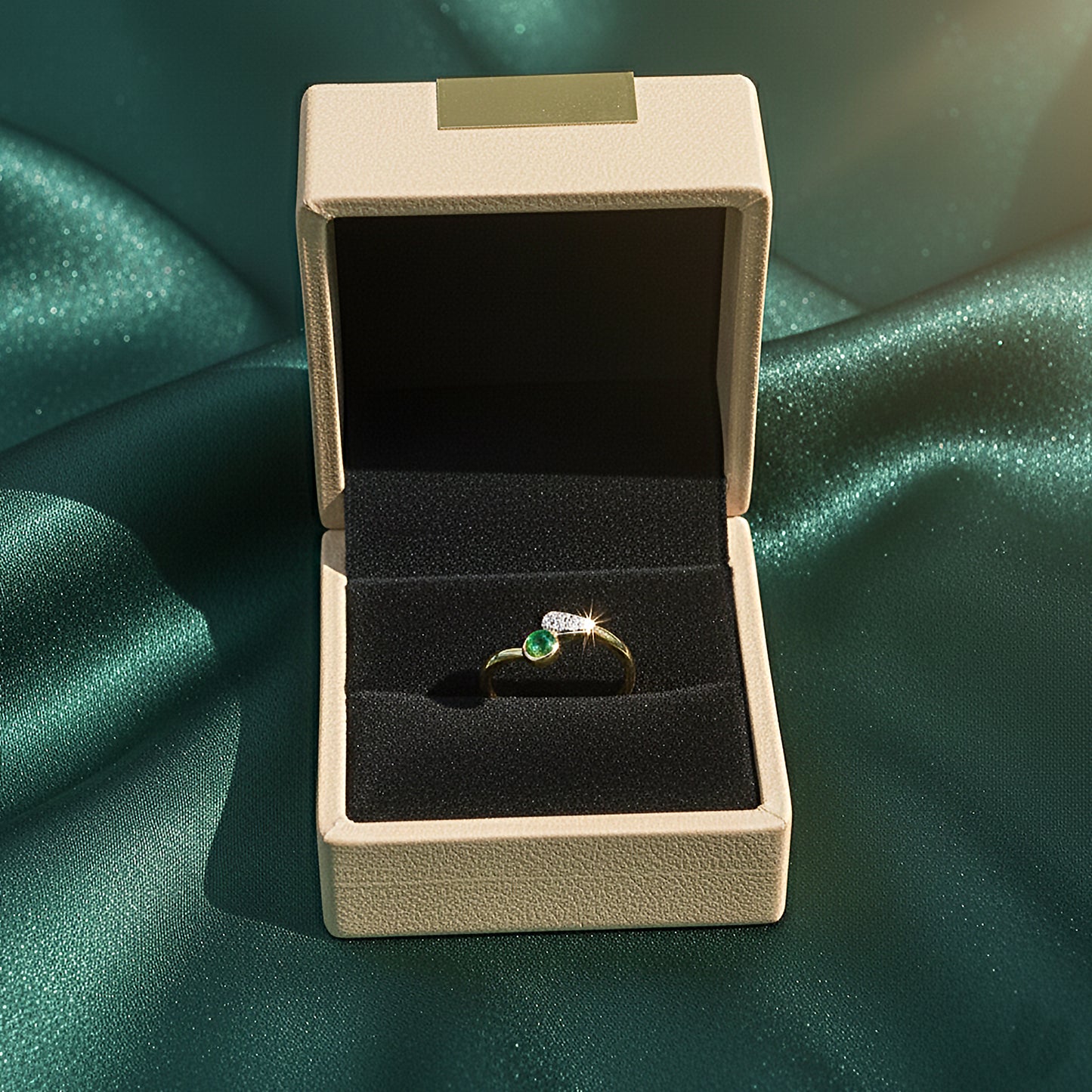 Yellow Gold Opal and Diamond Bypass Ring