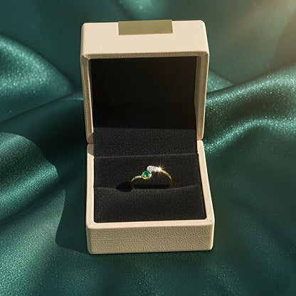 Yellow Gold Opal and Diamond Bypass Ring