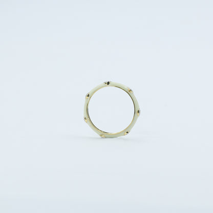 CVD Diamond Cream Enamel Gold Band Ring