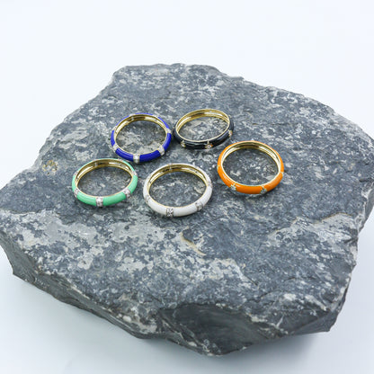 Yellow Gold & Green Enamel Lab-Grown Diamond Eternity Band