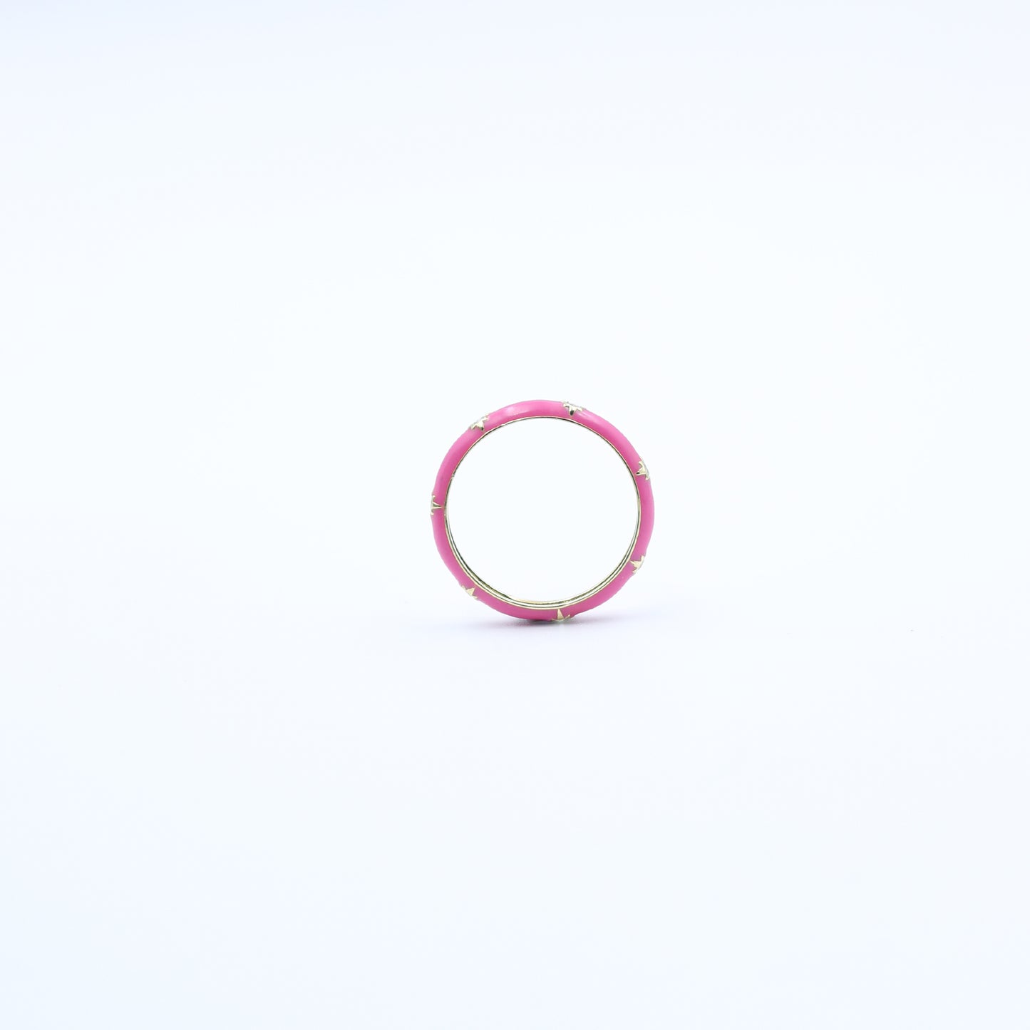 Pink Enamel Diamond Band Ring