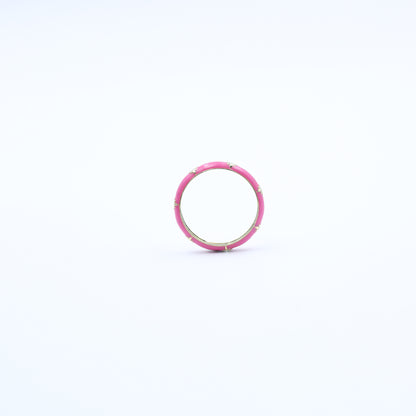 Pink Enamel Diamond Band Ring