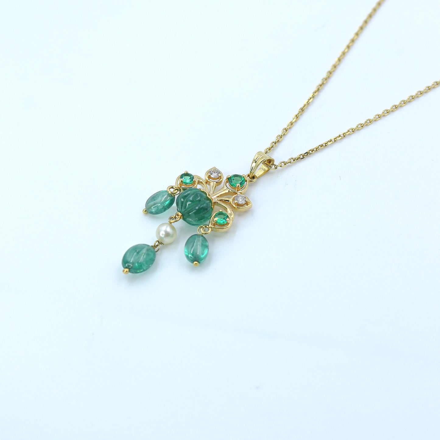 Yellow Gold Hydro Gemstone Cluster Pendant with Chain