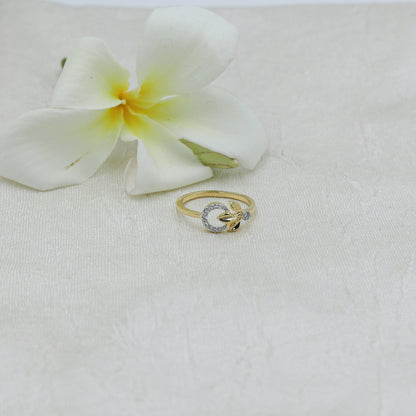 Yellow Gold Heart and Star Diamond Open Bypass Ring