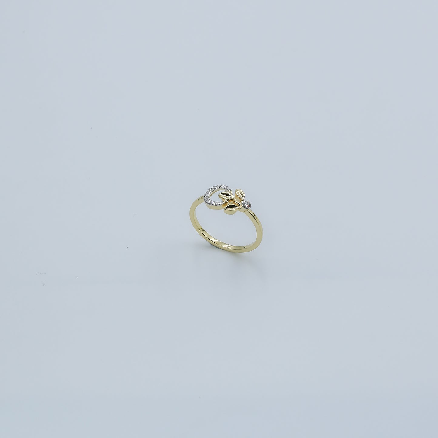 Yellow Gold Heart and Star Diamond Open Bypass Ring
