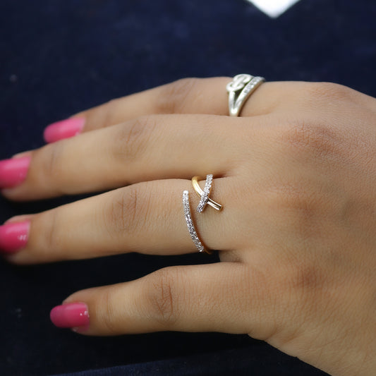 Two-Tone Crossover Diamond Bypass Ring