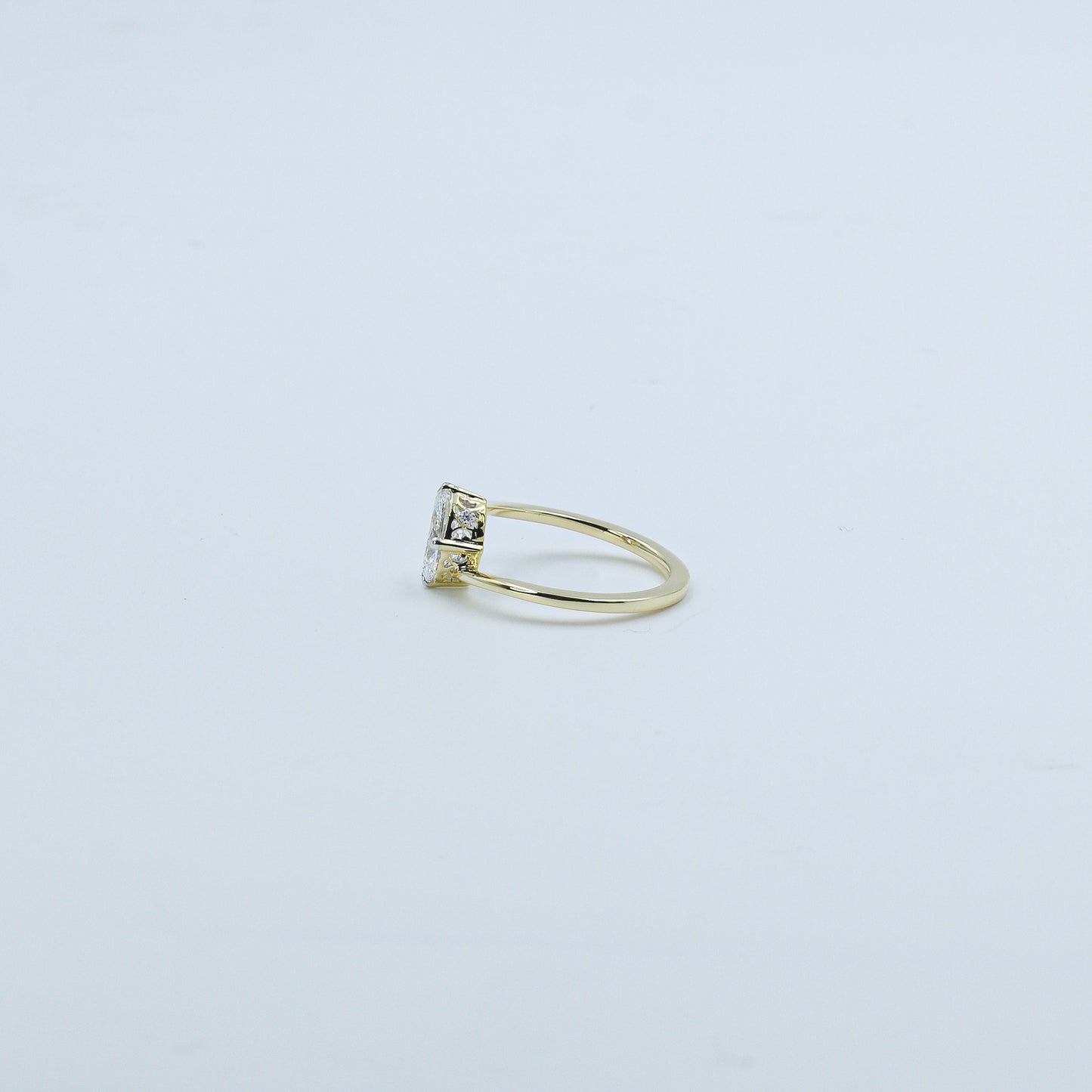 Yellow Gold Marquise Diamond Bypass Solitaire Ring