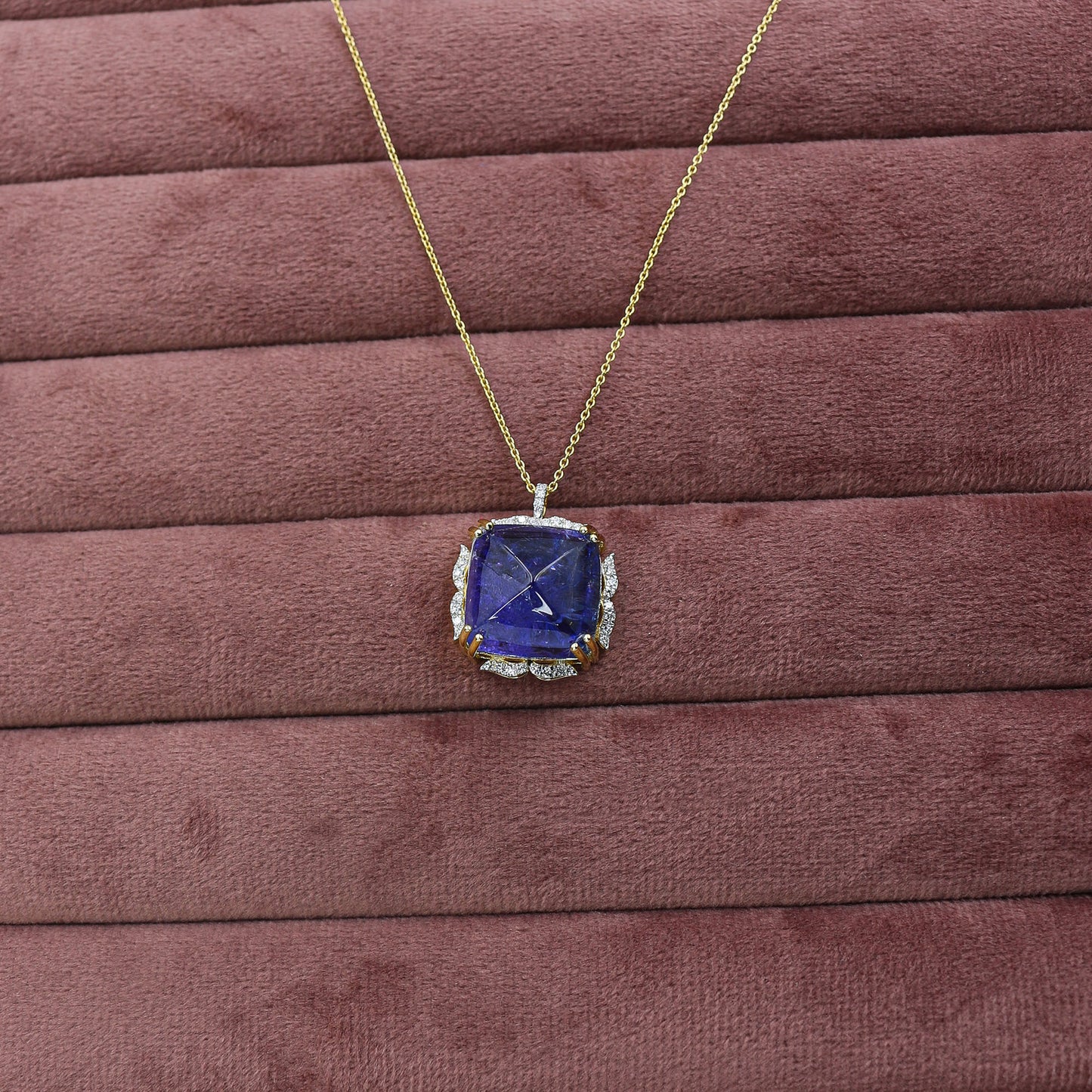 Yellow Gold Tanzanite and Diamond Statement Pendant