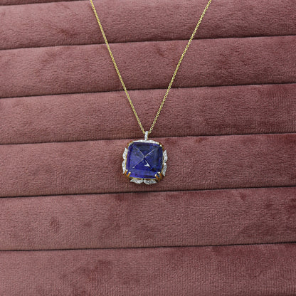 Yellow Gold Tanzanite and Diamond Statement Pendant