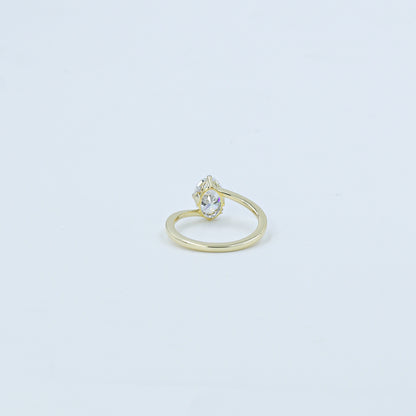 Yellow Gold Marquise Diamond Bypass Solitaire Ring