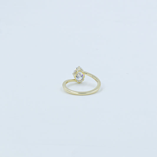 Yellow Gold Marquise Diamond Bypass Solitaire Ring