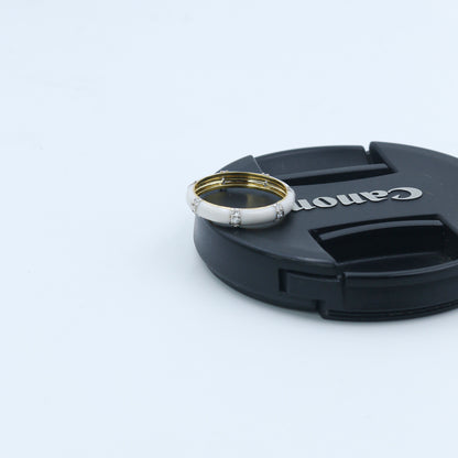 Yellow Gold & White Enamel Lab-Grown Diamond Eternity Band