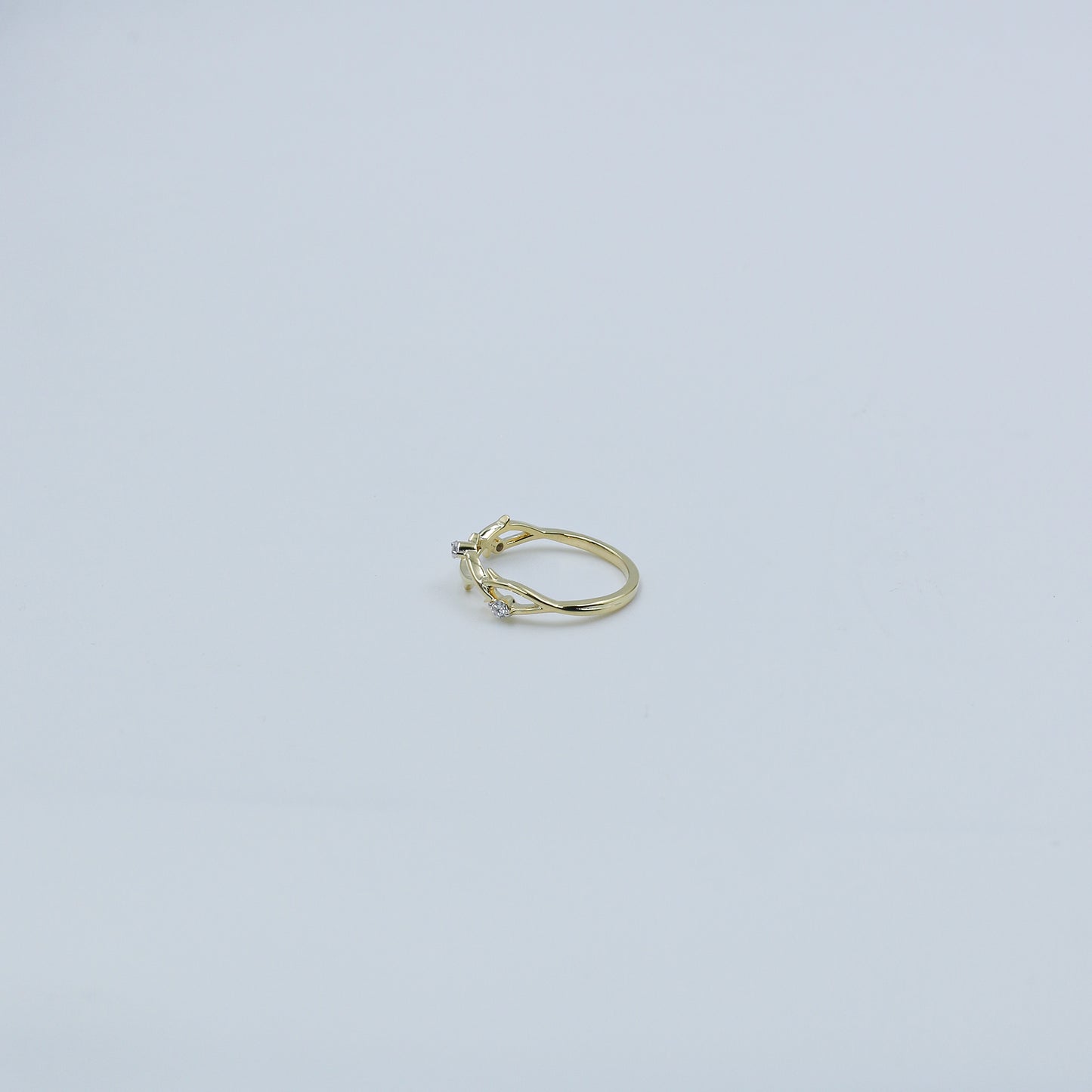 Yellow Gold Chevron Diamond Stackable Ring