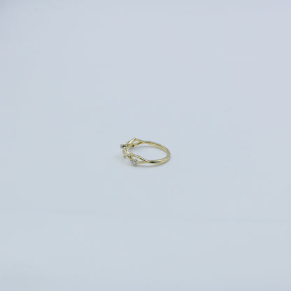 Yellow Gold Chevron Diamond Stackable Ring