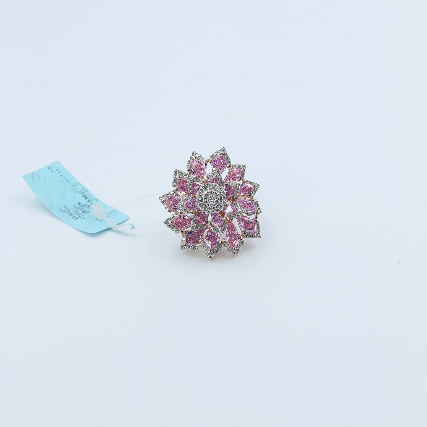 Pink Colorstone & Diamond Floral Statement Ring