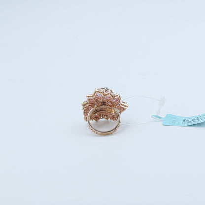Pink Colorstone & Diamond Floral Statement Ring