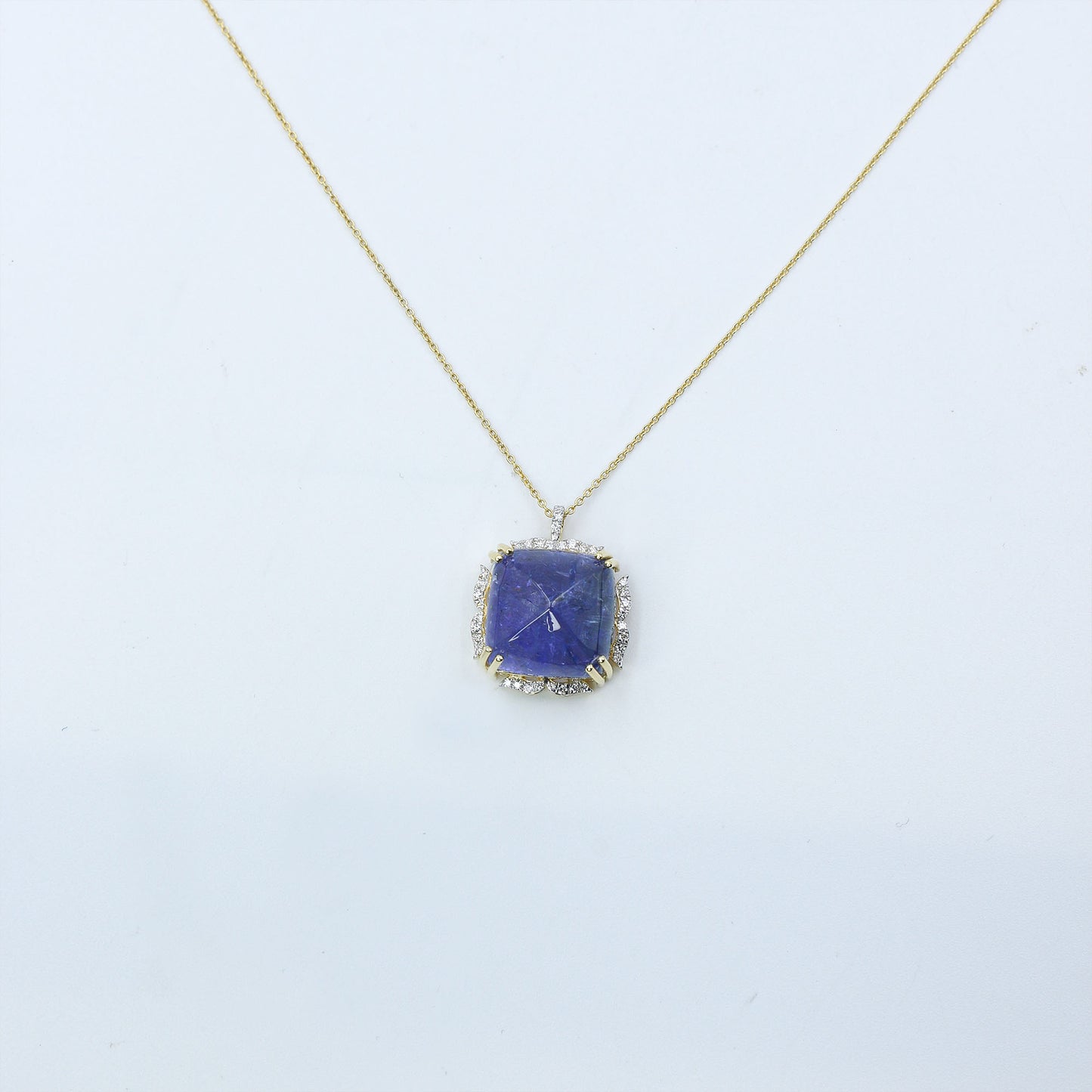 Yellow Gold Tanzanite and Diamond Statement Pendant