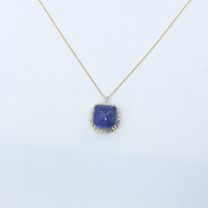Yellow Gold Tanzanite and Diamond Statement Pendant
