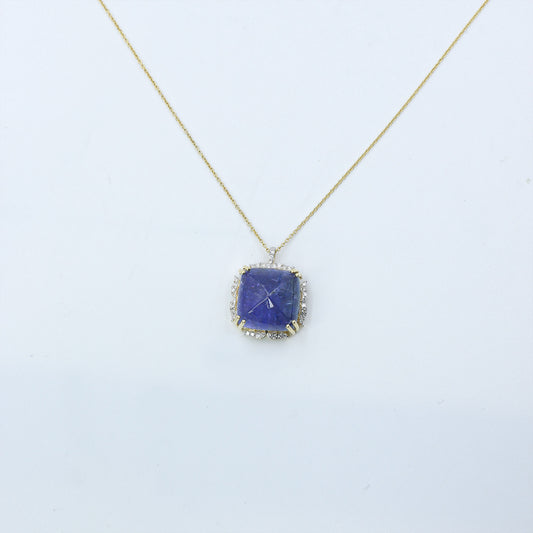 Yellow Gold Tanzanite and Diamond Statement Pendant