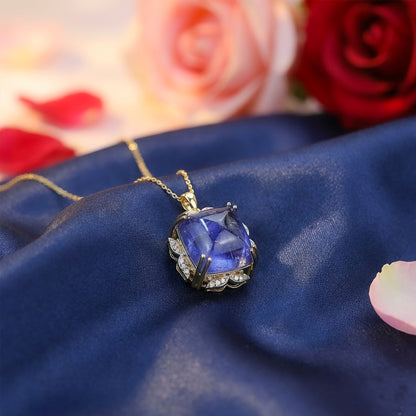 Yellow Gold Tanzanite and Diamond Statement Pendant