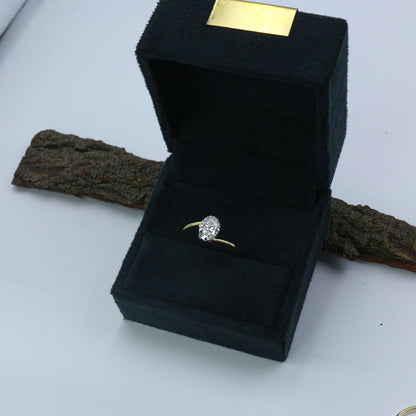 Yellow Gold Marquise Diamond Bypass Solitaire Ring