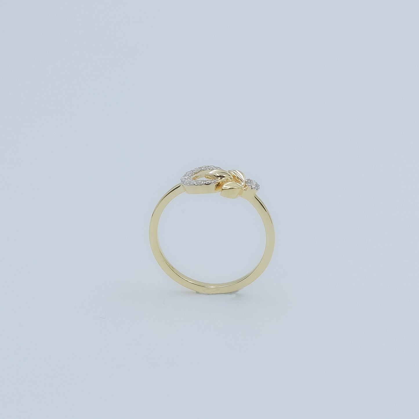 Yellow Gold Heart and Star Diamond Open Bypass Ring