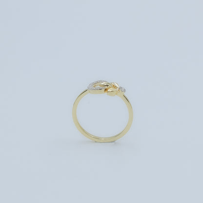 Yellow Gold Heart and Star Diamond Open Bypass Ring