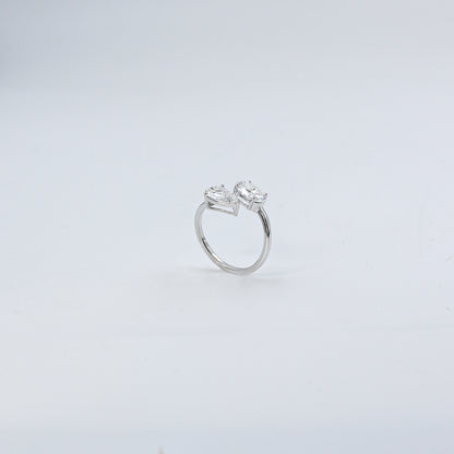 White Gold Toi et Moi Pear and Oval Diamond Bypass Ring