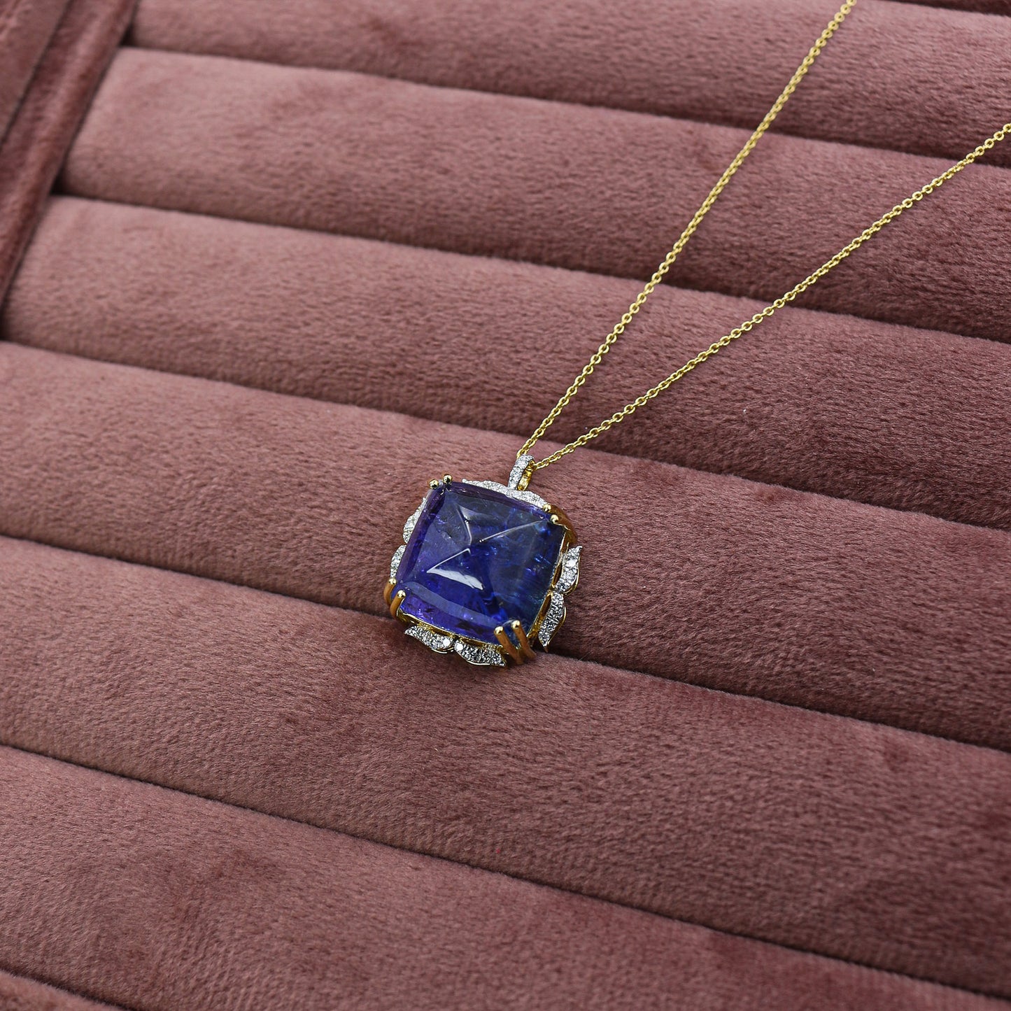 Yellow Gold Tanzanite and Diamond Statement Pendant