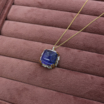 Yellow Gold Tanzanite and Diamond Statement Pendant