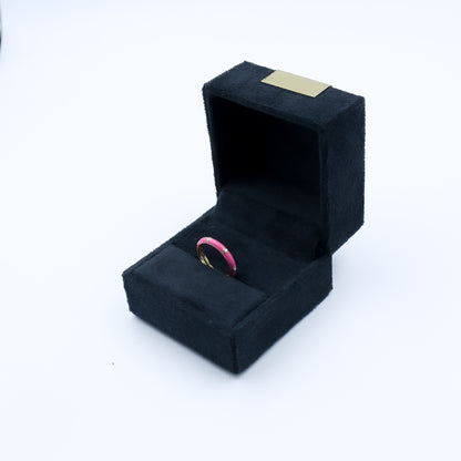 Pink Enamel Diamond Band Ring