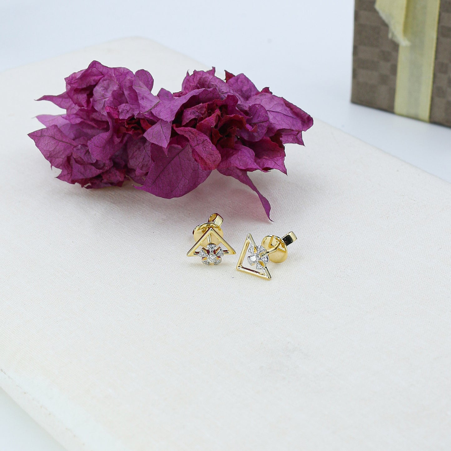 Yellow Gold Abstract Dangle Diamond Earrings