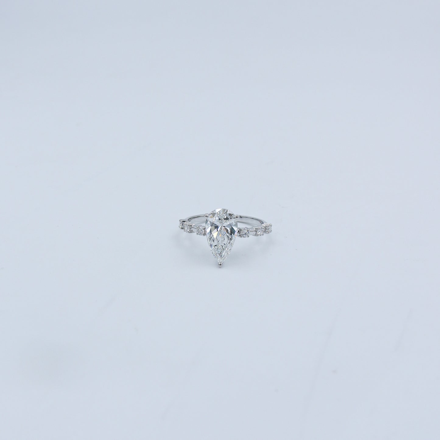 White Gold Marquise Solitaire CVD Diamond Ring