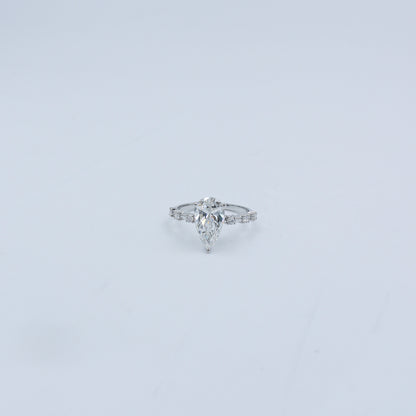 White Gold Marquise Solitaire CVD Diamond Ring