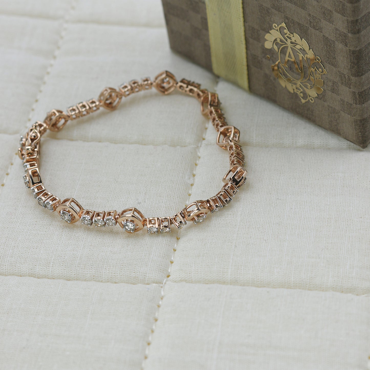 Diamond & Colorstone Marquise Link Bracelet