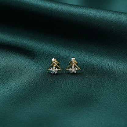 Yellow Gold Abstract Dangle Diamond Earrings